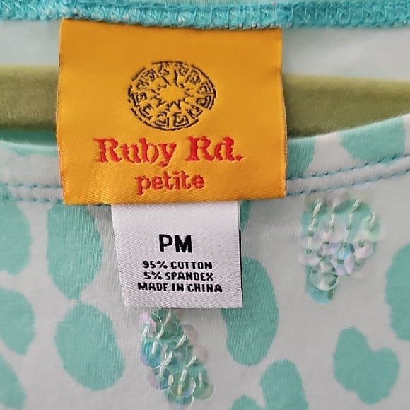Ruby Rd. Aqua and Lime Floral Kids Tee - Picture 2 of 6